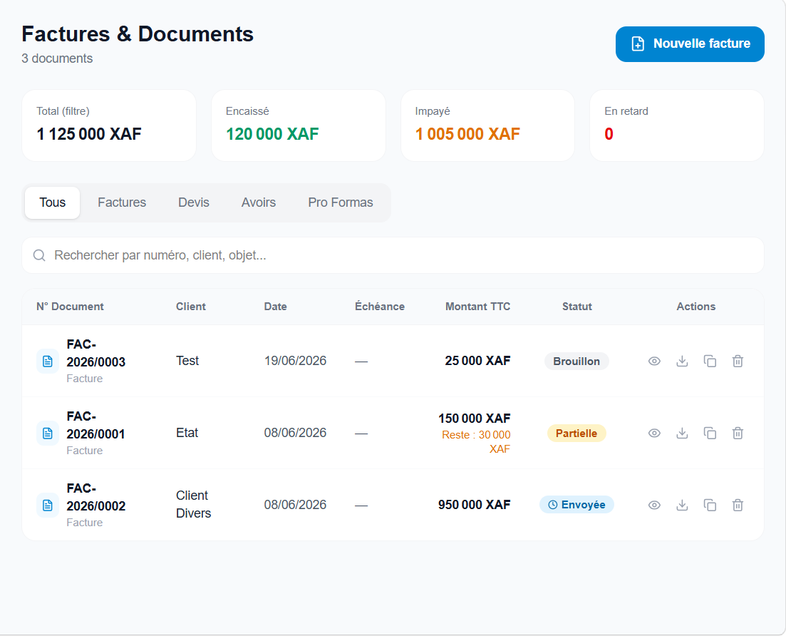 Facturation et devis sur Fluxio Entreprise