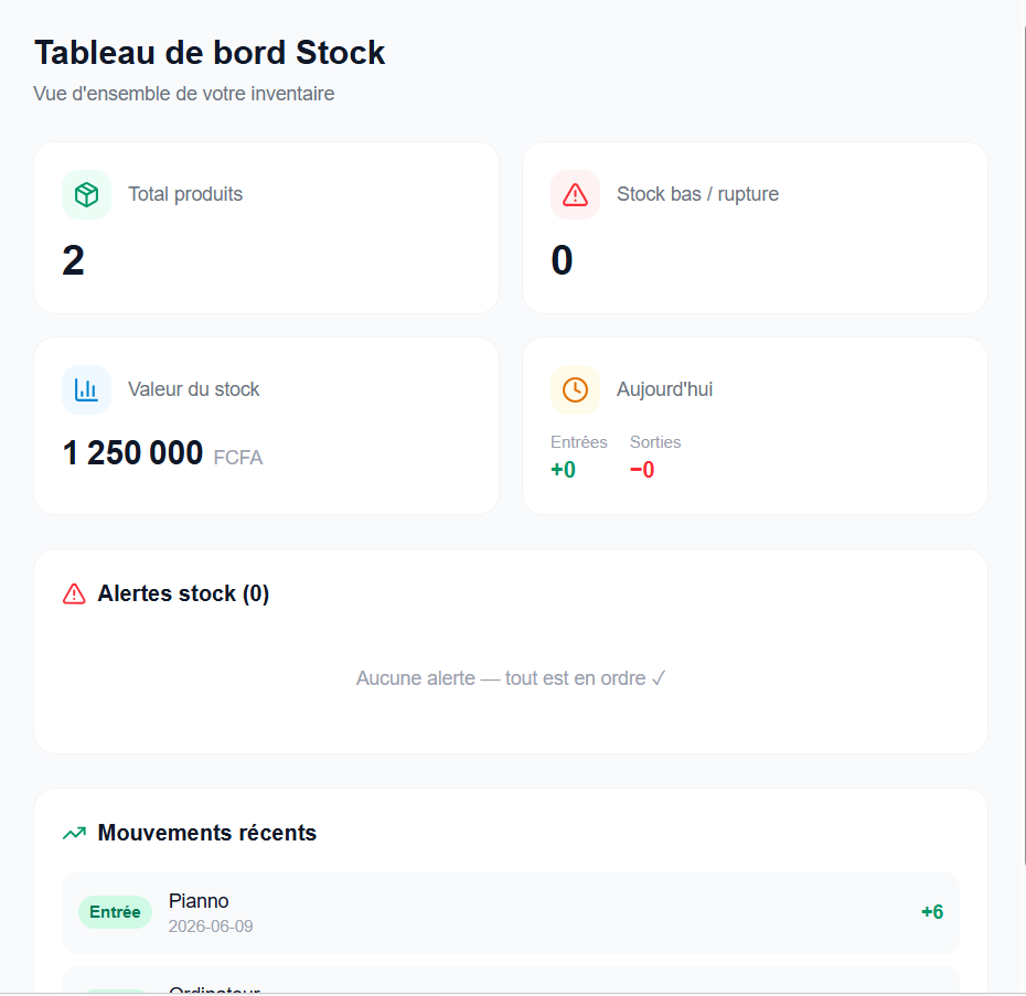 Gestion de stock sur Fluxio Entreprise
